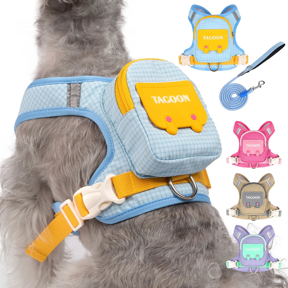 Cute Reflective Pet Harness & Leash Set