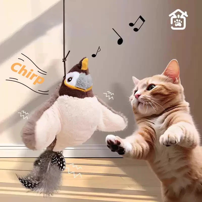Interactive Hanging Bird Cat Toy with Catnip