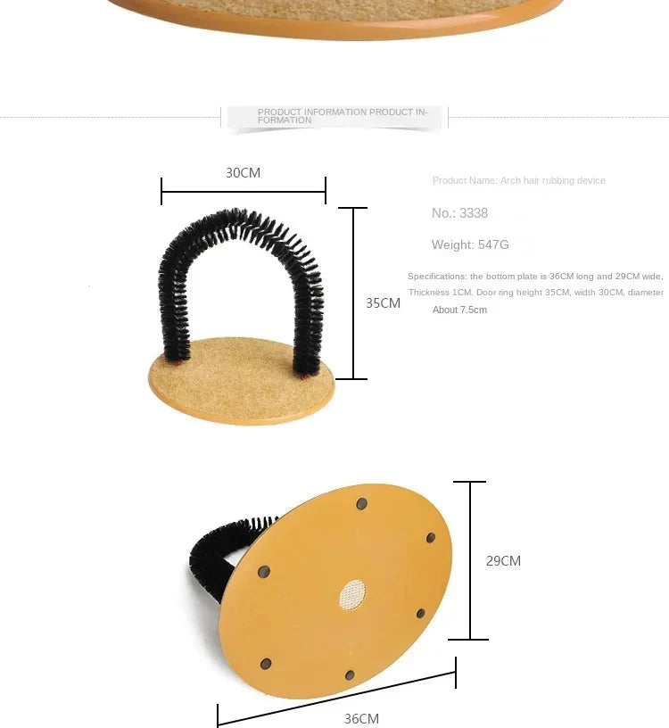 Self-Grooming Cat Arch with Scratching Pad