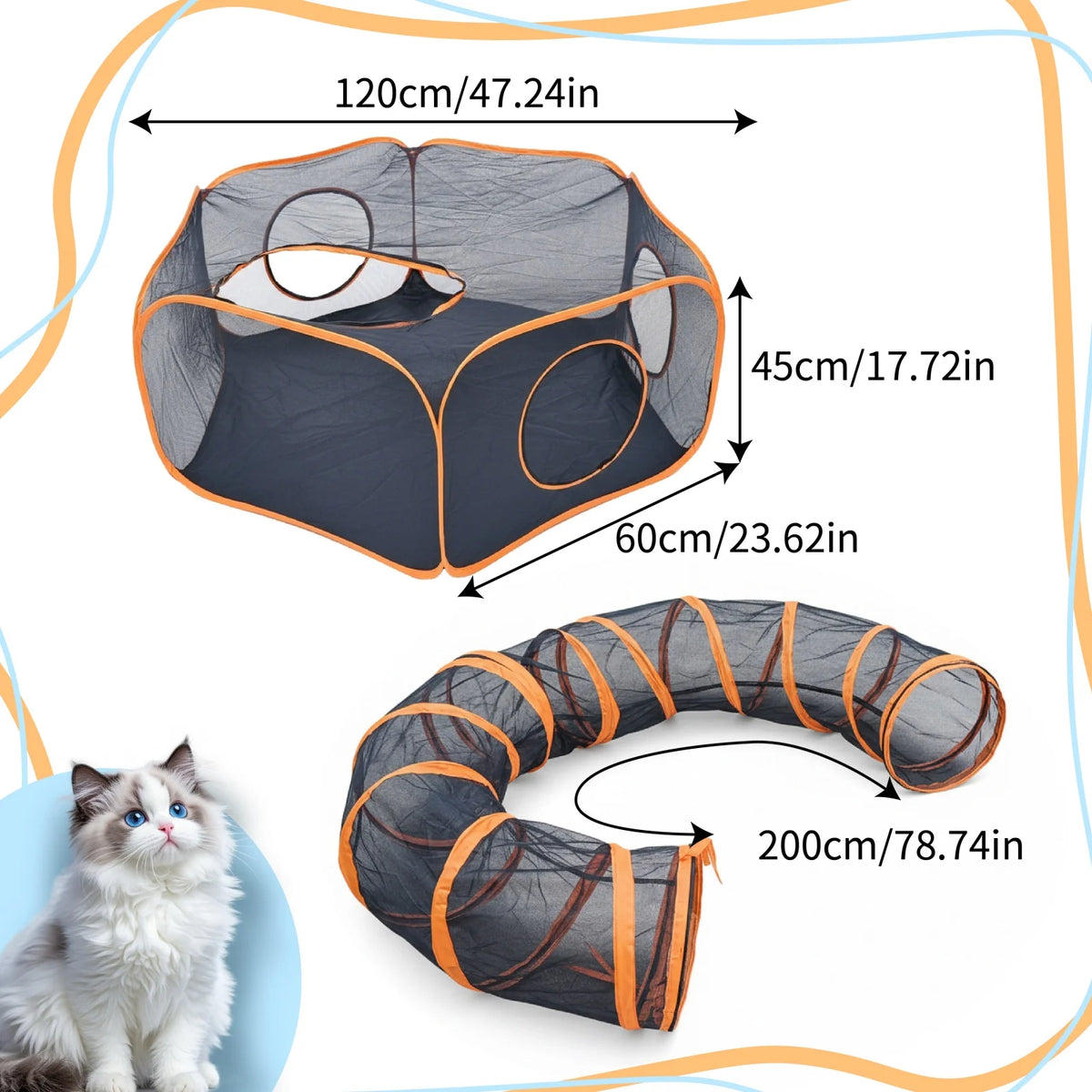Foldable Pet Play Tent with Tunnel