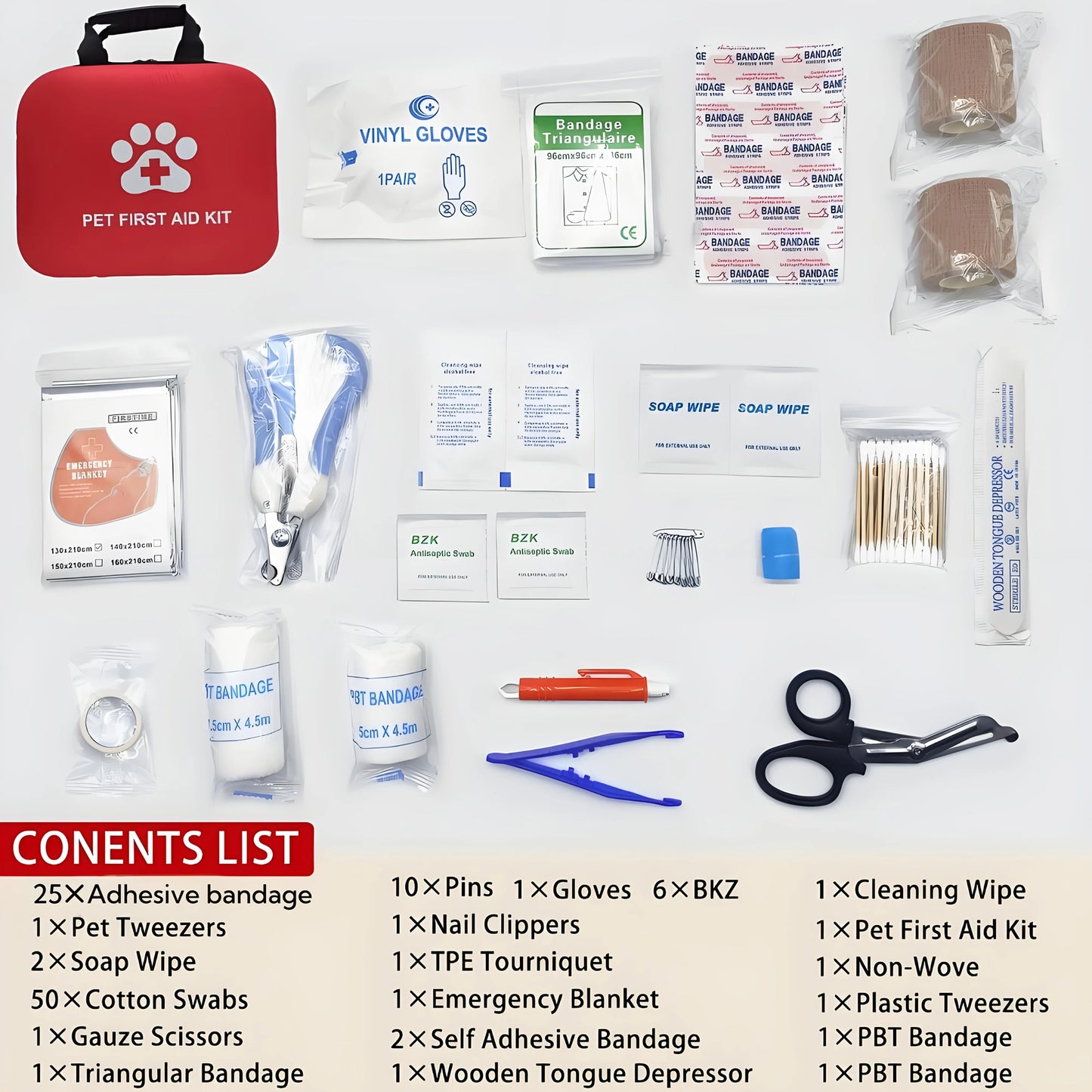 Portable Pet First Aid Kit for Dogs & Cats