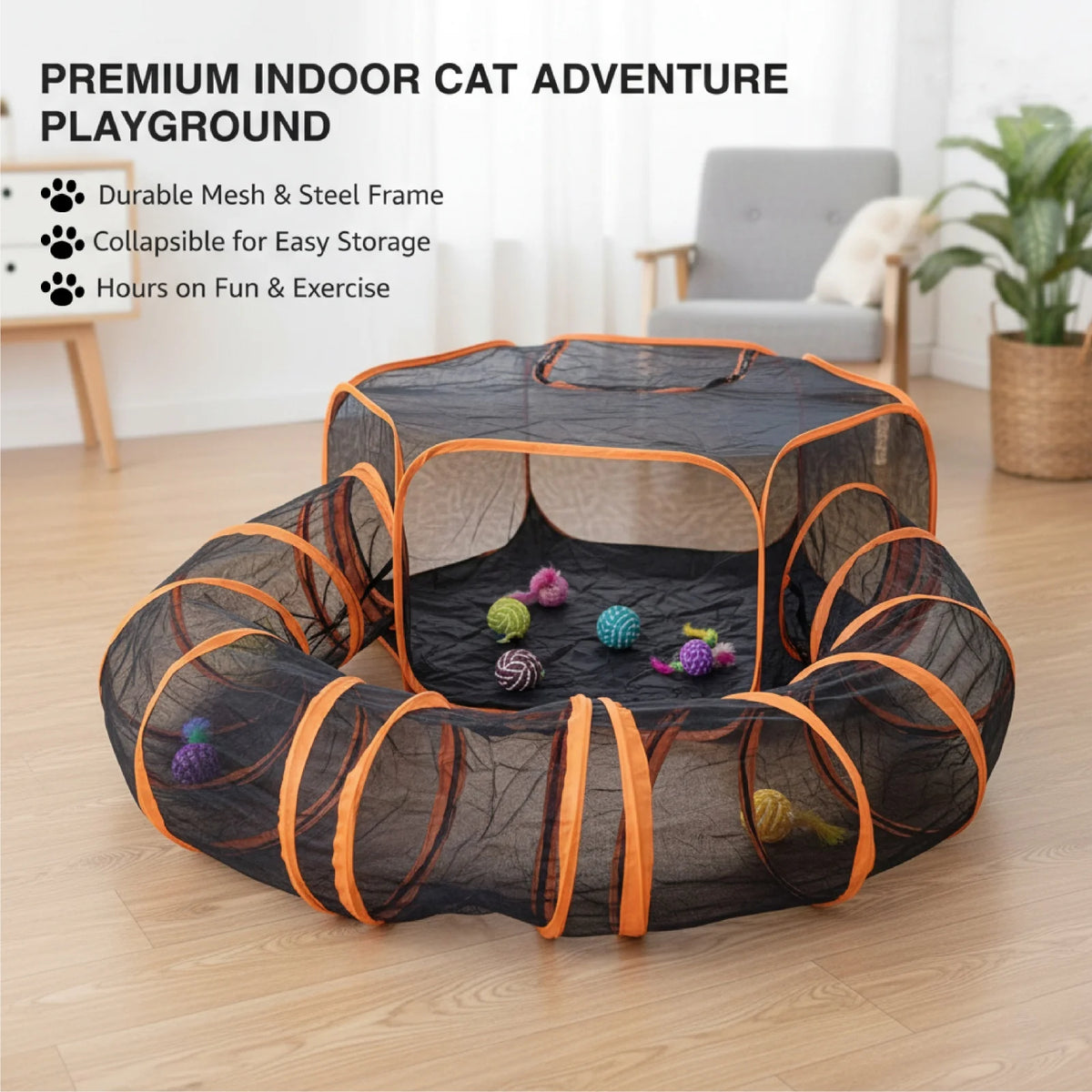 Foldable Pet Play Tent with Tunnel