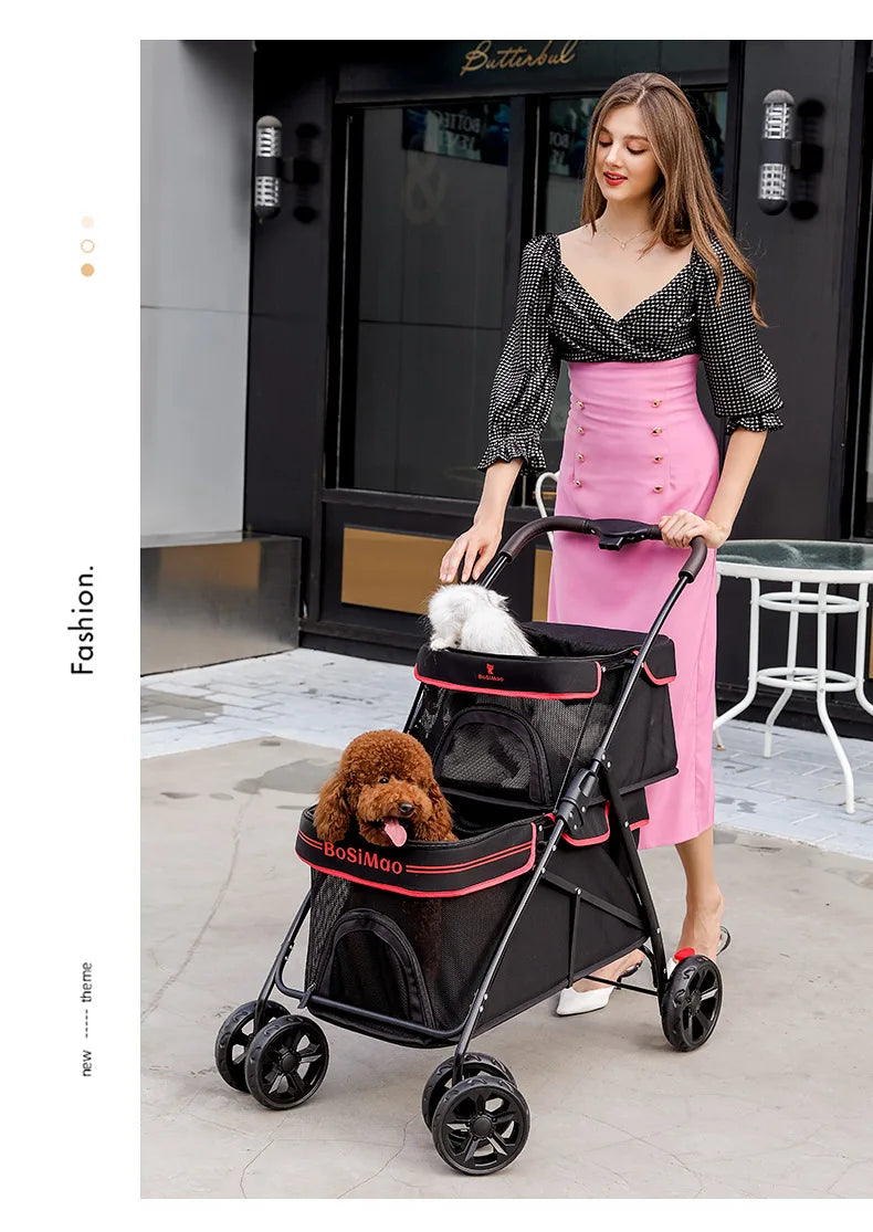 Double-Layer Foldable Pet Stroller