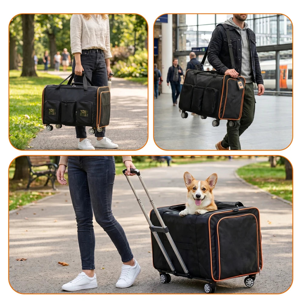 2-in-1 Rolling Double Cat Carrier