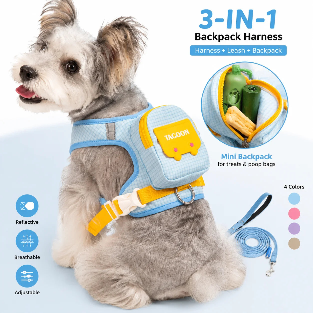 Cute Reflective Pet Harness & Leash Set