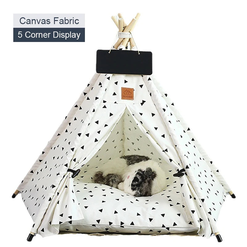 Portable Pet Teepee Bed with Cushion
