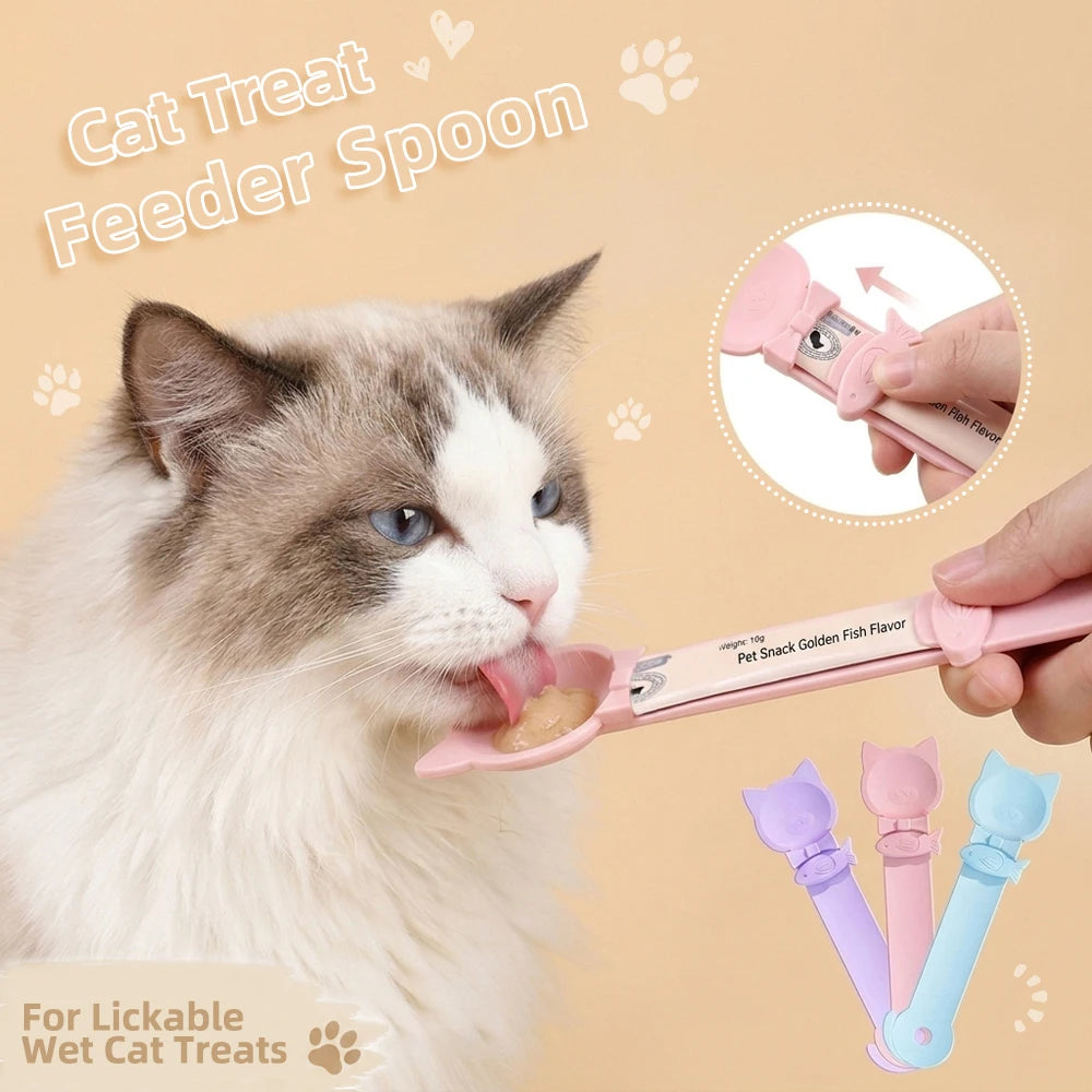 Cat Treat Feeding Spoon with Long Handle (1/3 Pack)