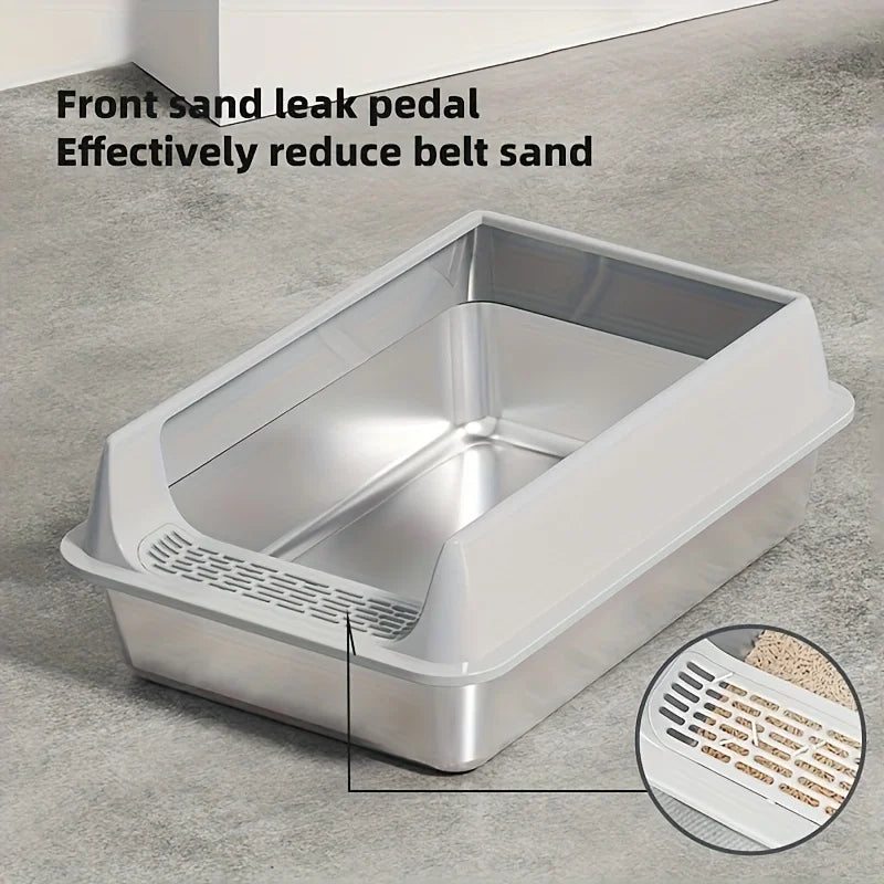 Stainless Steel Cat Litter Box with Removable Lid