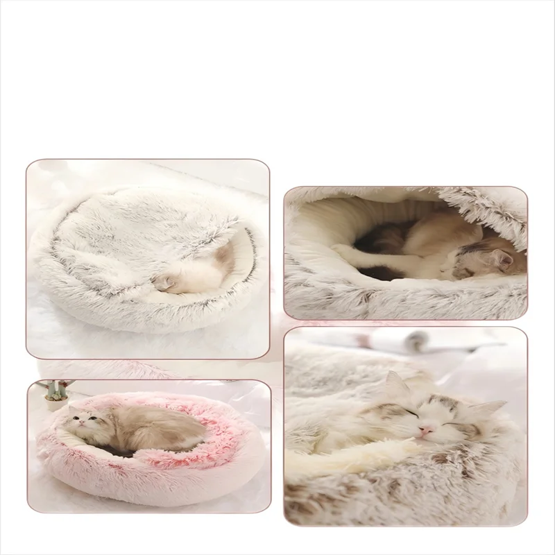 Warm Plush Semi-Enclosed Cat Bed