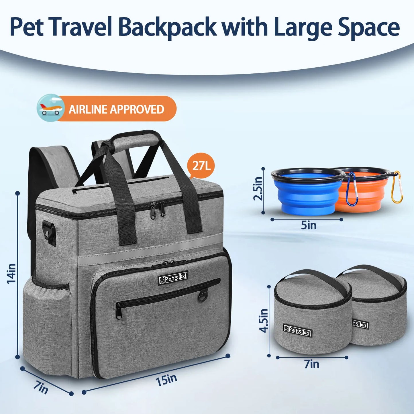 Portable Pet Travel Organizer Bag with Bowls