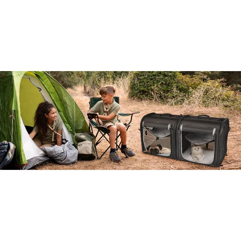 2-in-1 Foldable Double Pet Carrier
