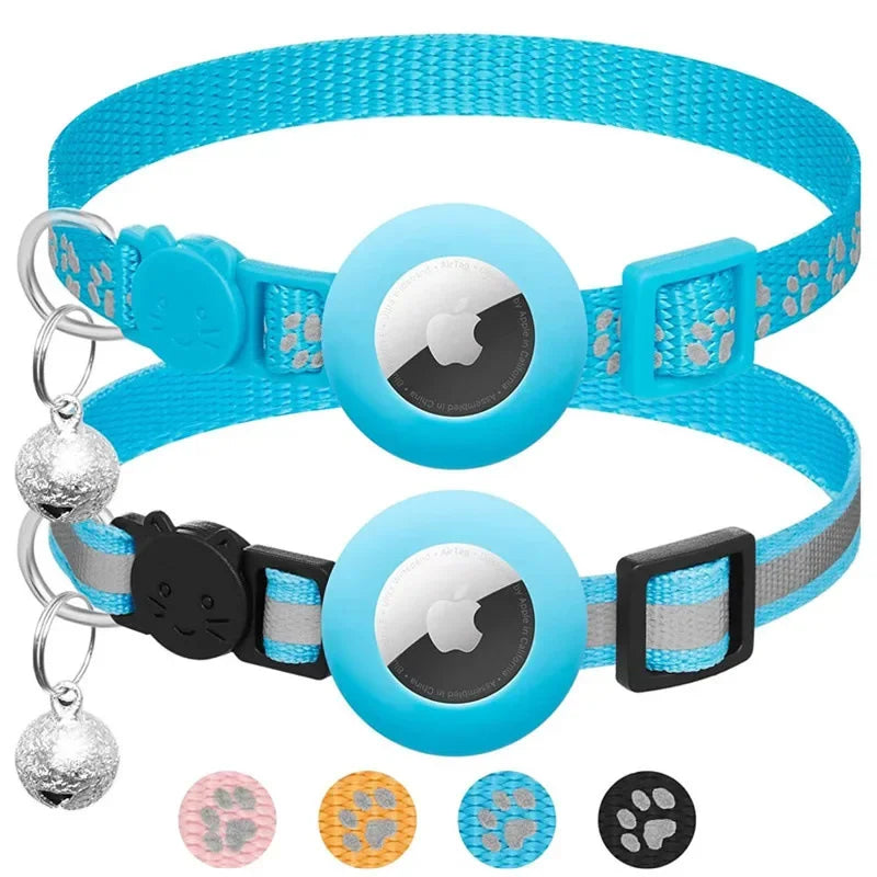 Reflective AirTag Cat Collar with Bell & Safety Buckle