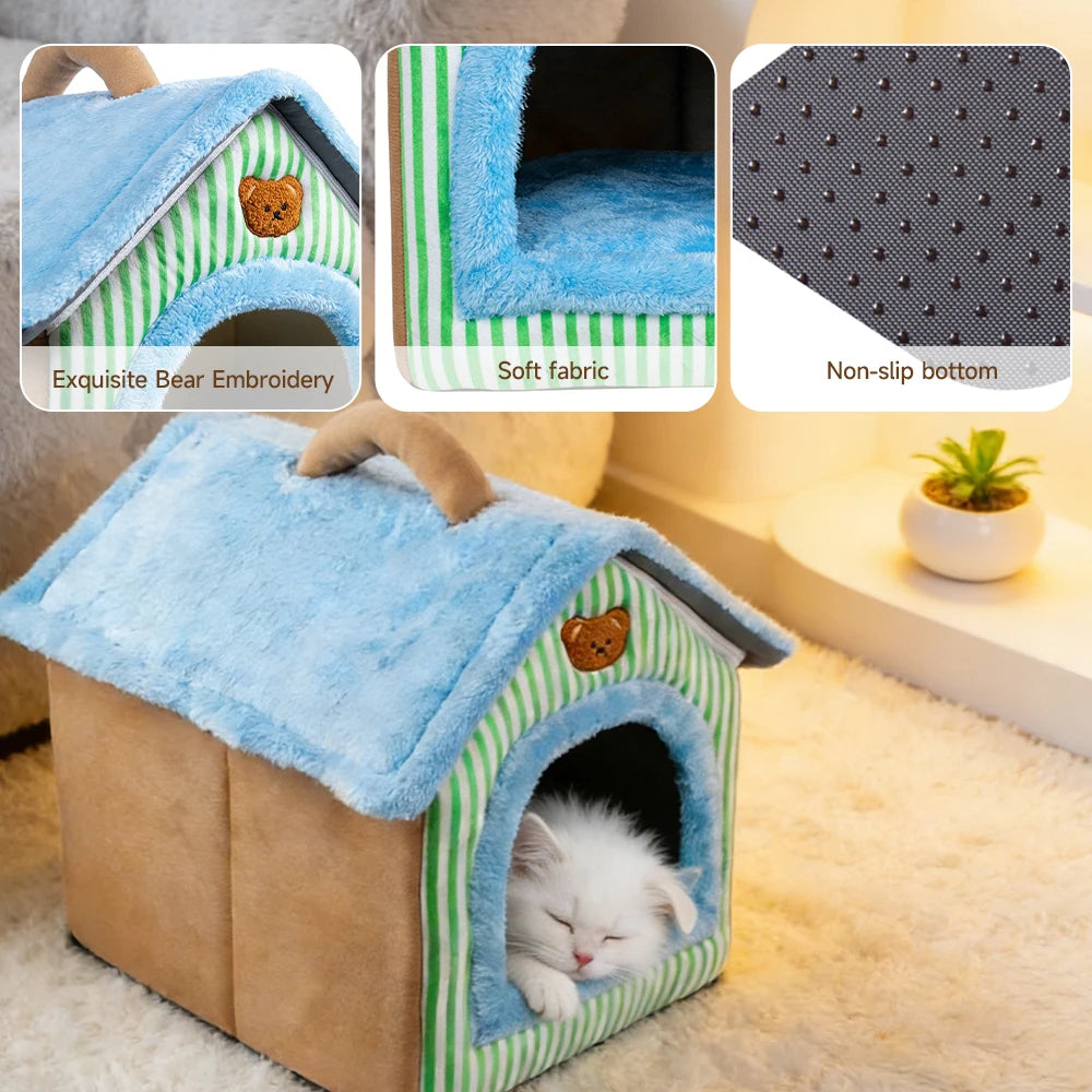 Foldable Washable Pet House Bed