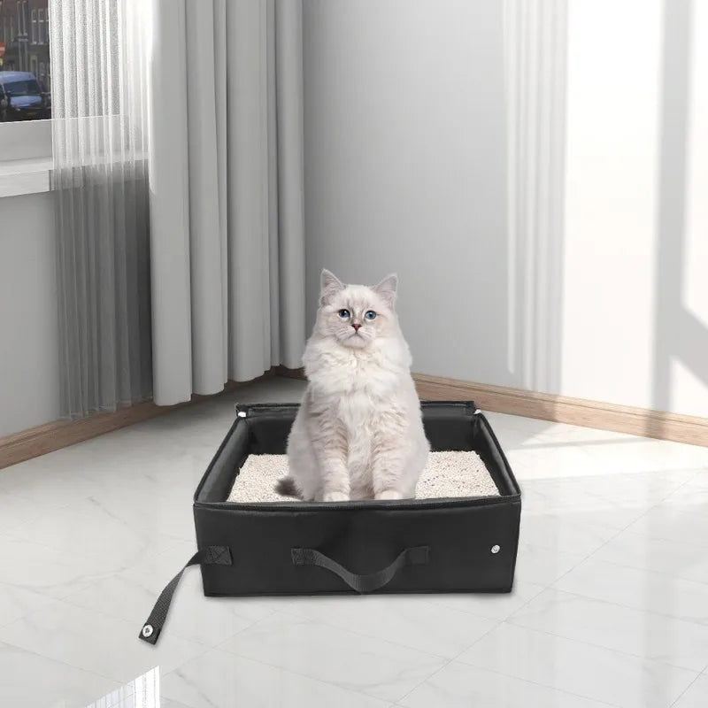 Foldable Portable Cat Litter Box for Travel