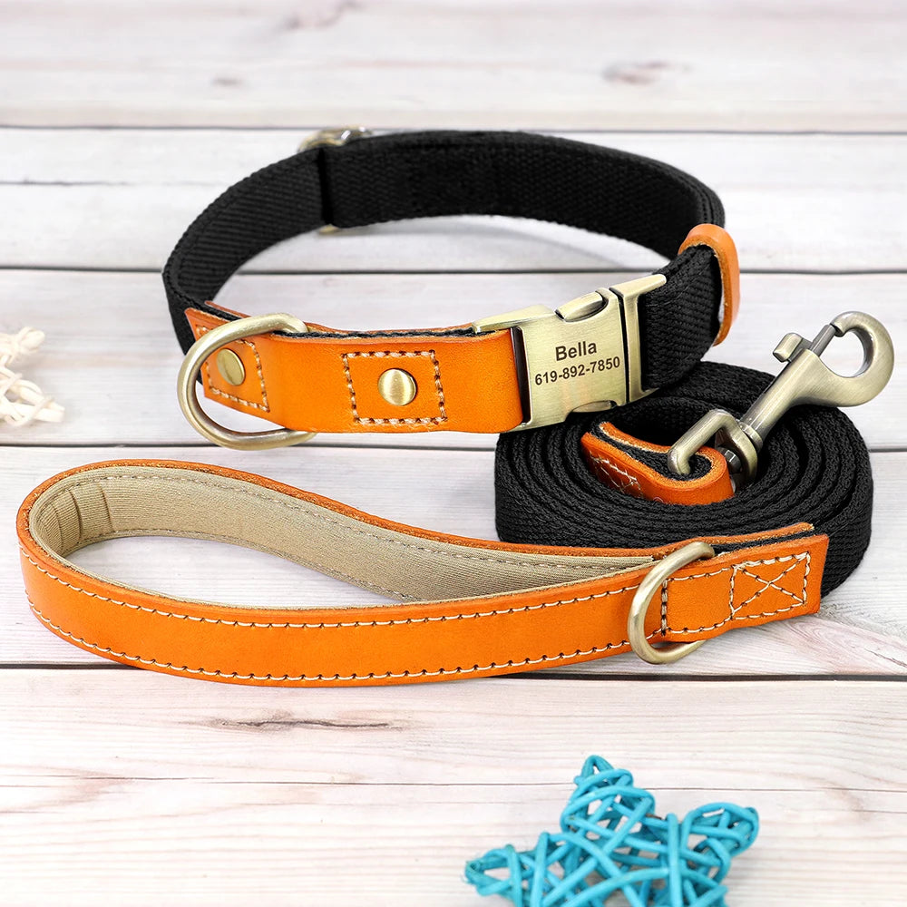 Personalized Nylon Dog Collar & Leash Set