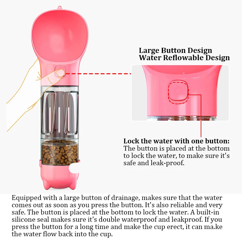 3-in-1 Pet Water Bottle & Feeder