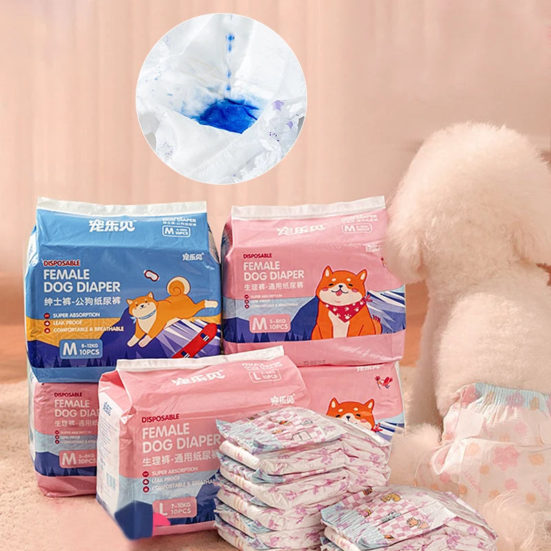 10-Pack Disposable Pet Diapers for Dogs & Cats