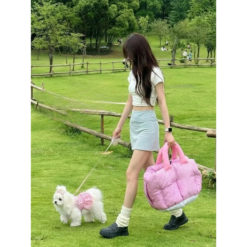 Cute Plaid Pet Carrier Backpack