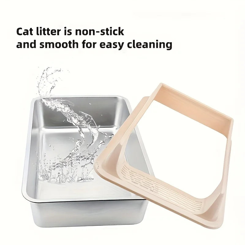 Stainless Steel Cat Litter Box with Removable Lid