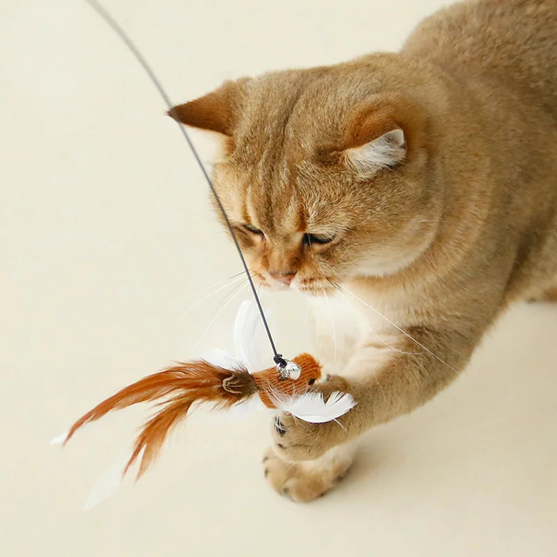 Hands-Free Suction Cup Feather Cat Wand Toy