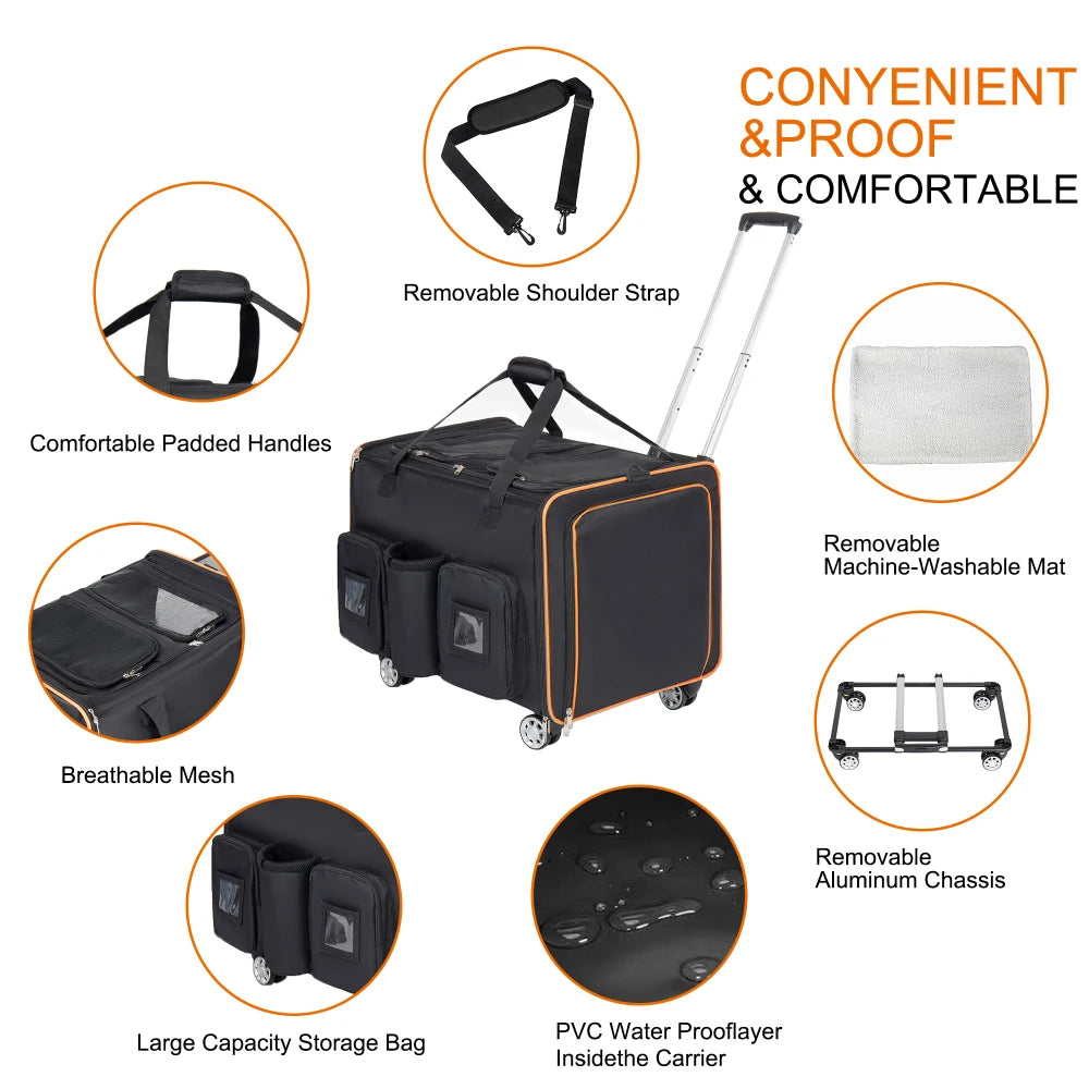 2-in-1 Rolling Double Cat Carrier