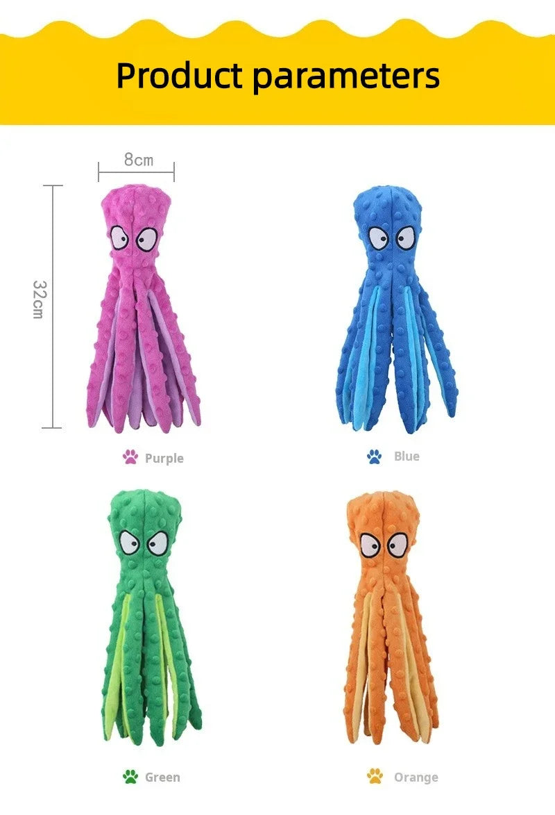 Stuffing-Free Squeaky Octopus Dog Toy