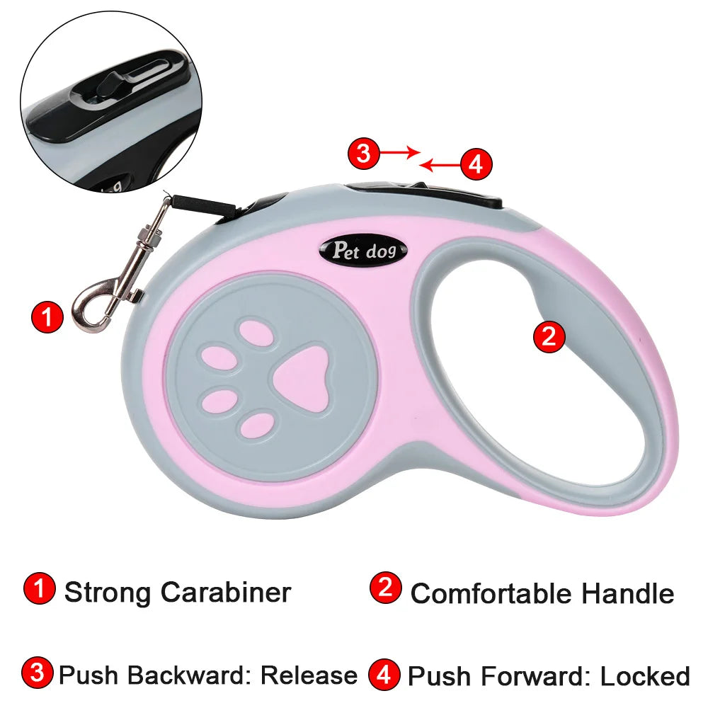 Retractable Nylon Dog Leash for Small & Medium Pets
