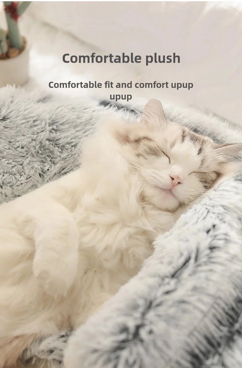 Warm Plush Semi-Enclosed Cat Bed