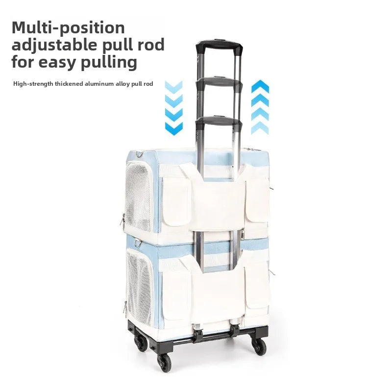3-Tier Rolling Pet Carrier Suitcase
