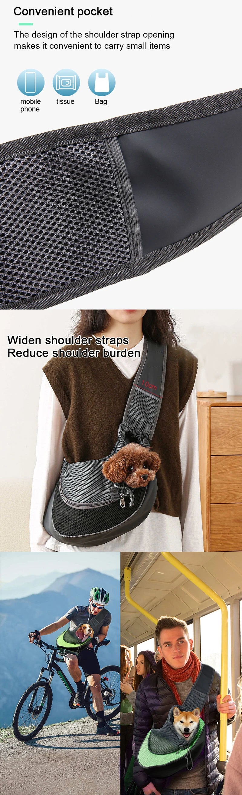 Mesh Pet Sling Carrier Bag