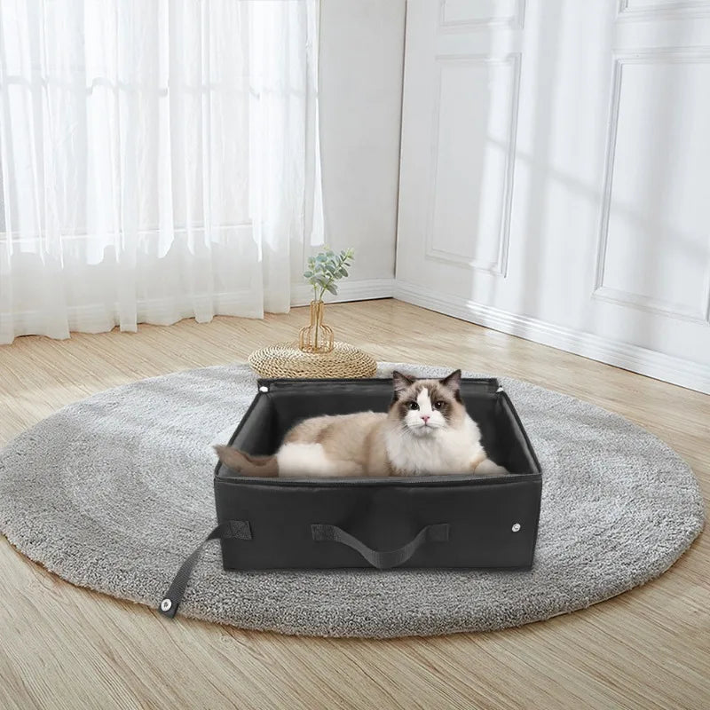 Foldable Portable Cat Litter Box for Travel
