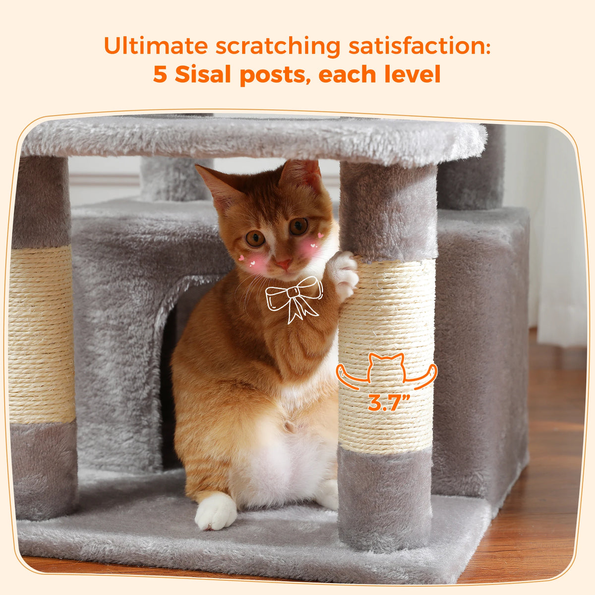 Large Cat Tree Tower with Hammock & Condos