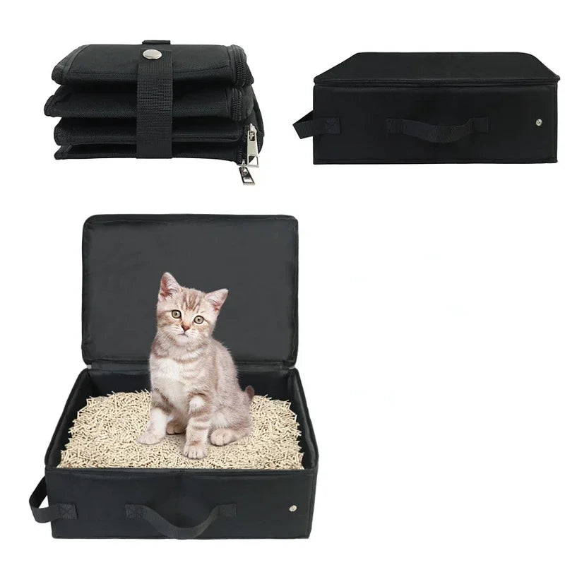 Foldable Portable Cat Litter Box for Travel