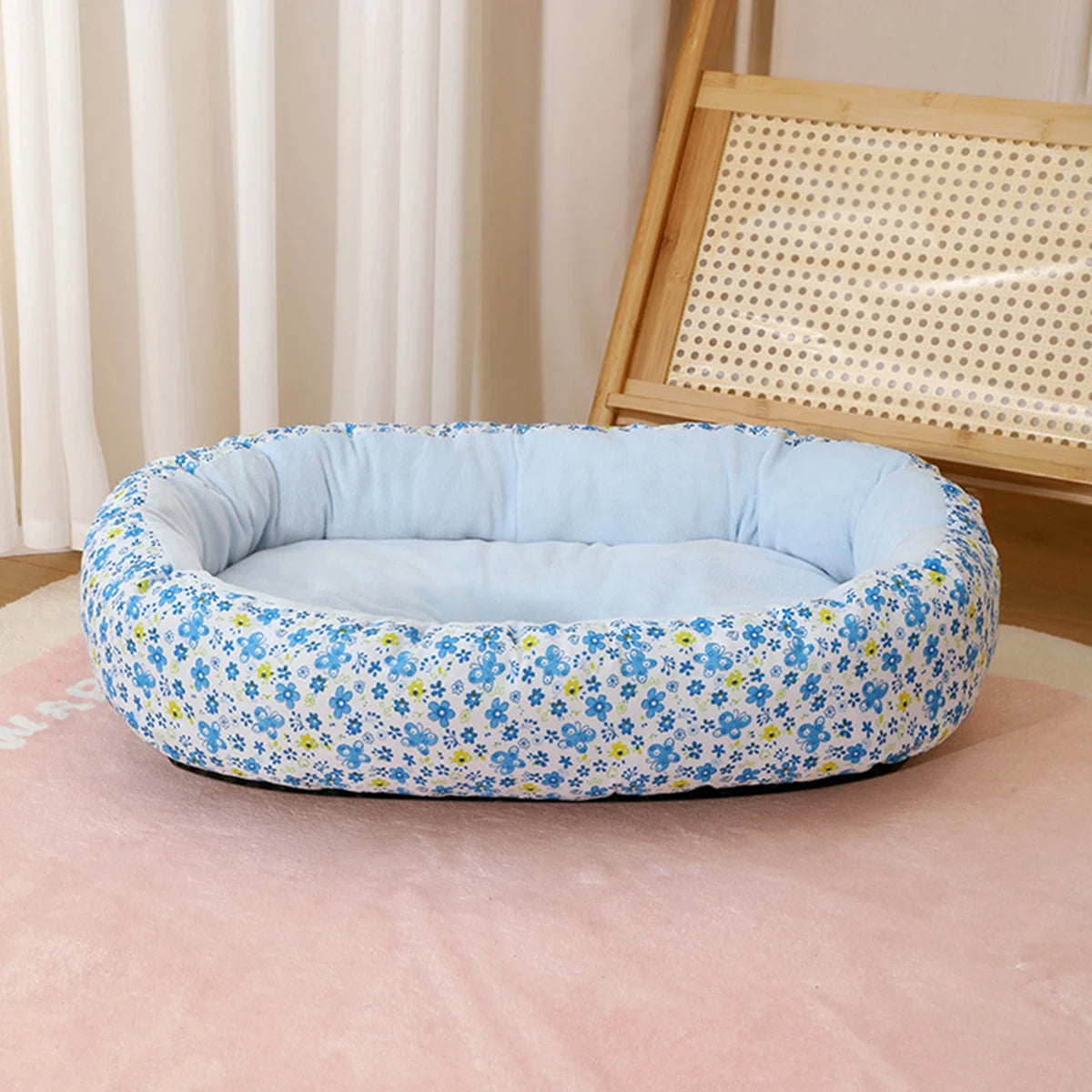 Floral All-Season Pet Bed for Dogs & Cats