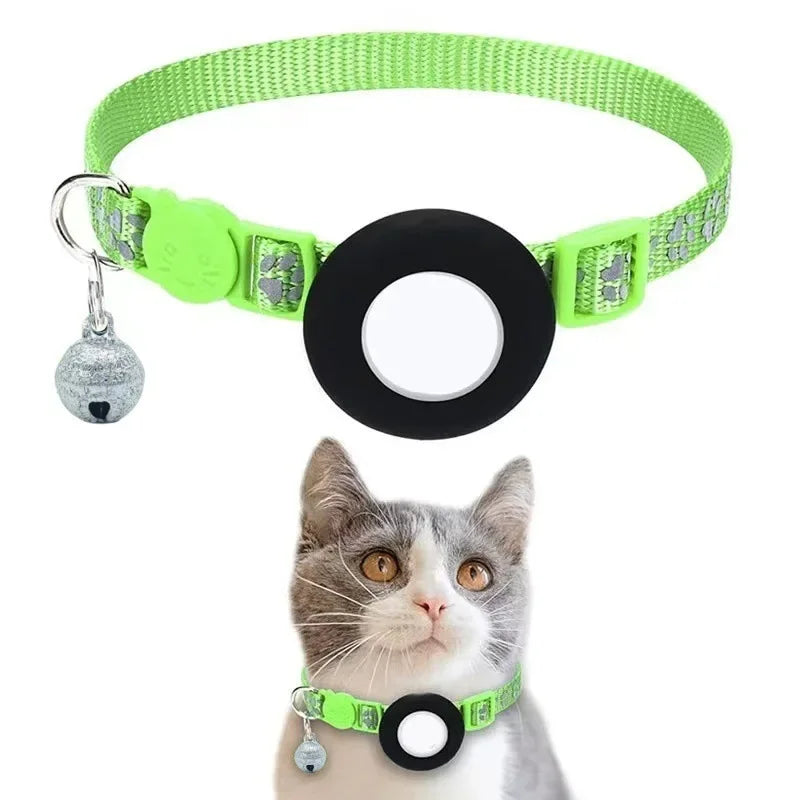 Reflective AirTag Cat Collar with Bell & Safety Buckle