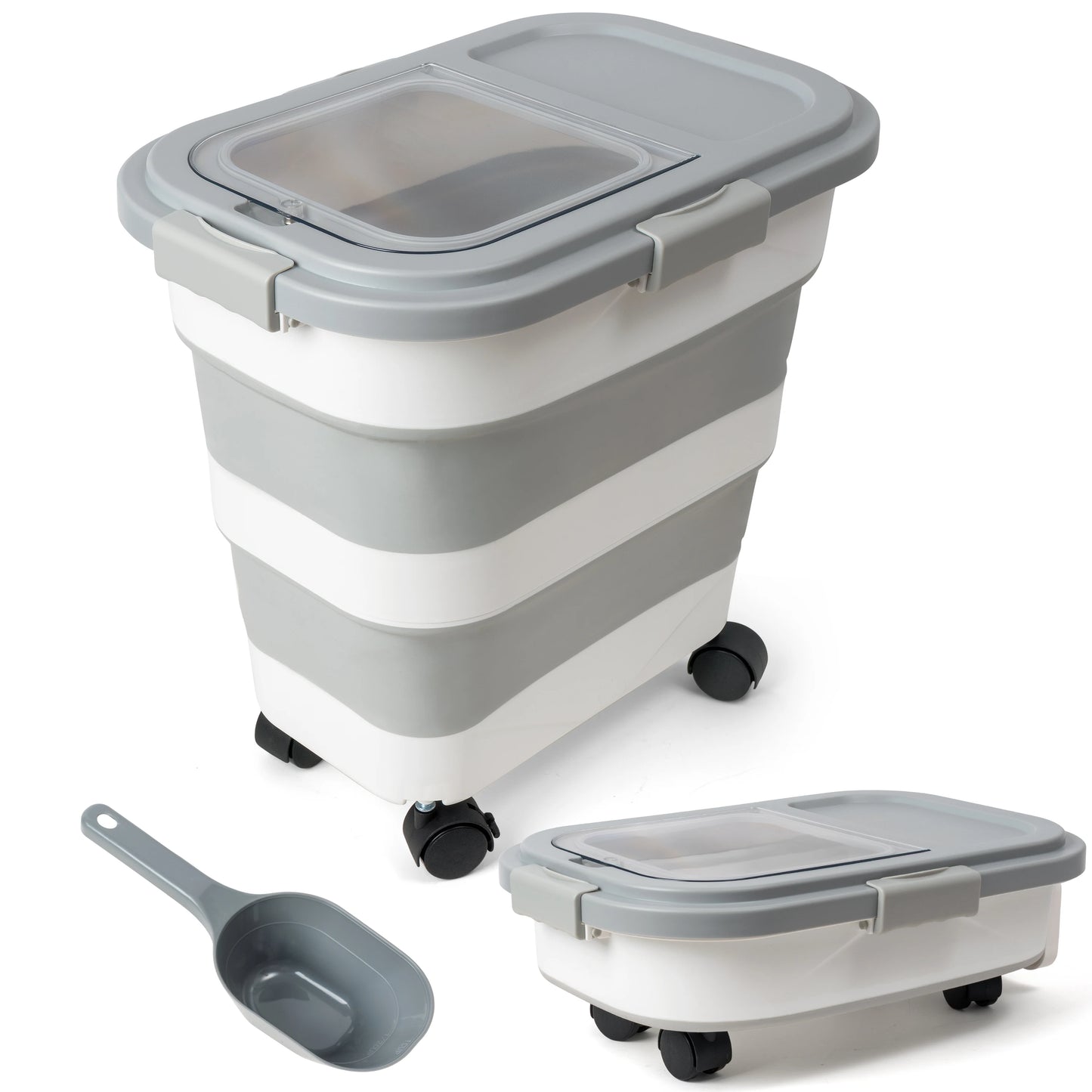 1PCS Collapsible Pet Food Storage Container with Wheels & Scoop