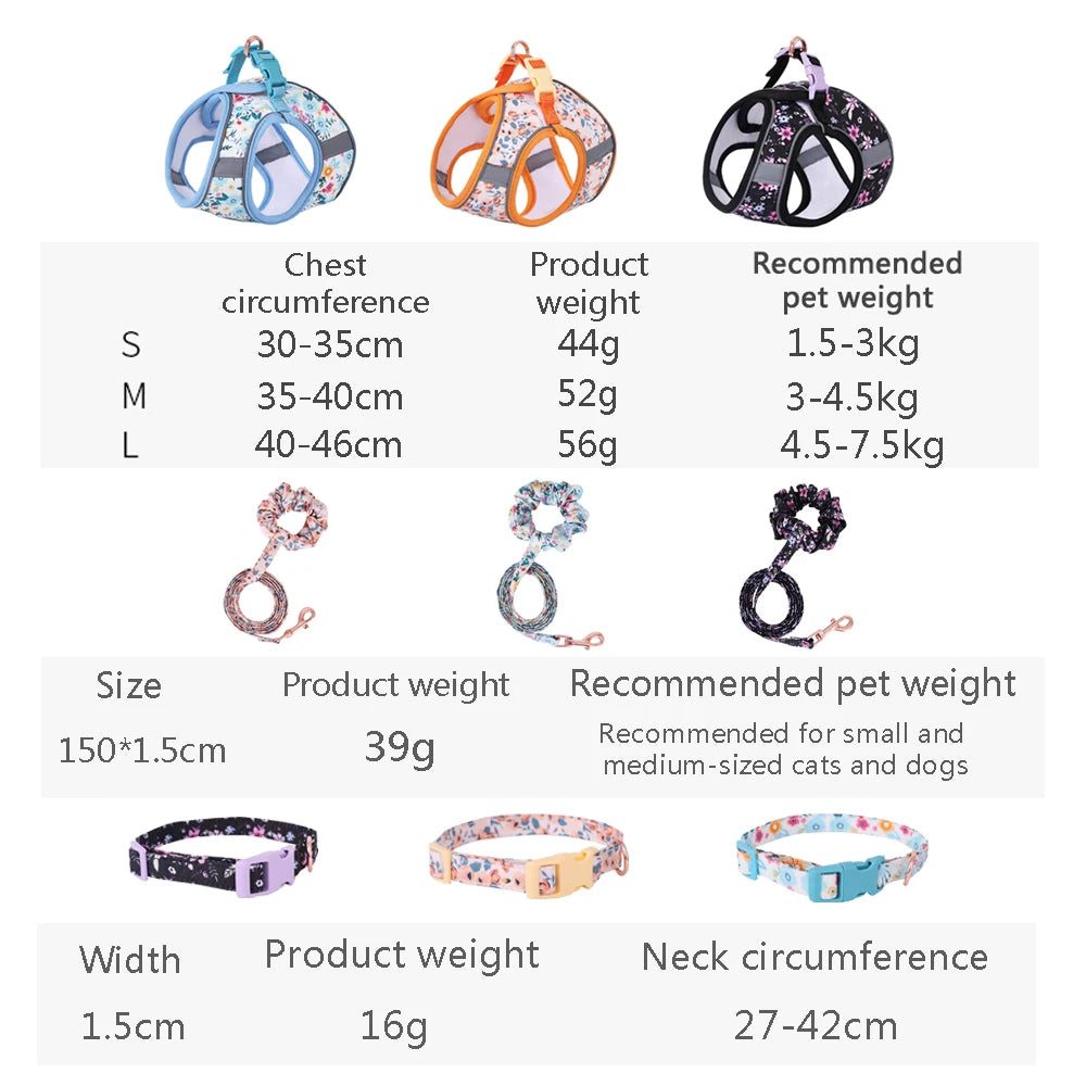 Soft Adjustable Dog Harness & Leash Set