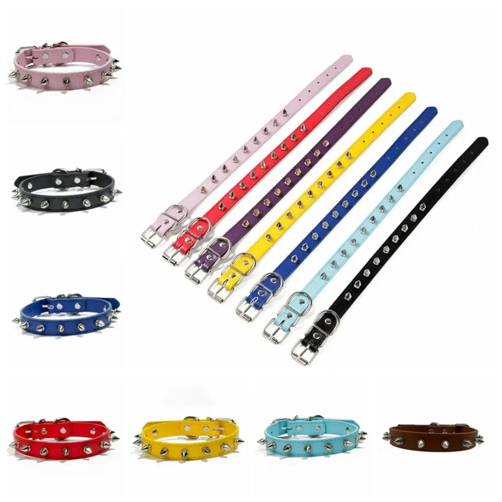 Adjustable Studded Leather Pet Collar