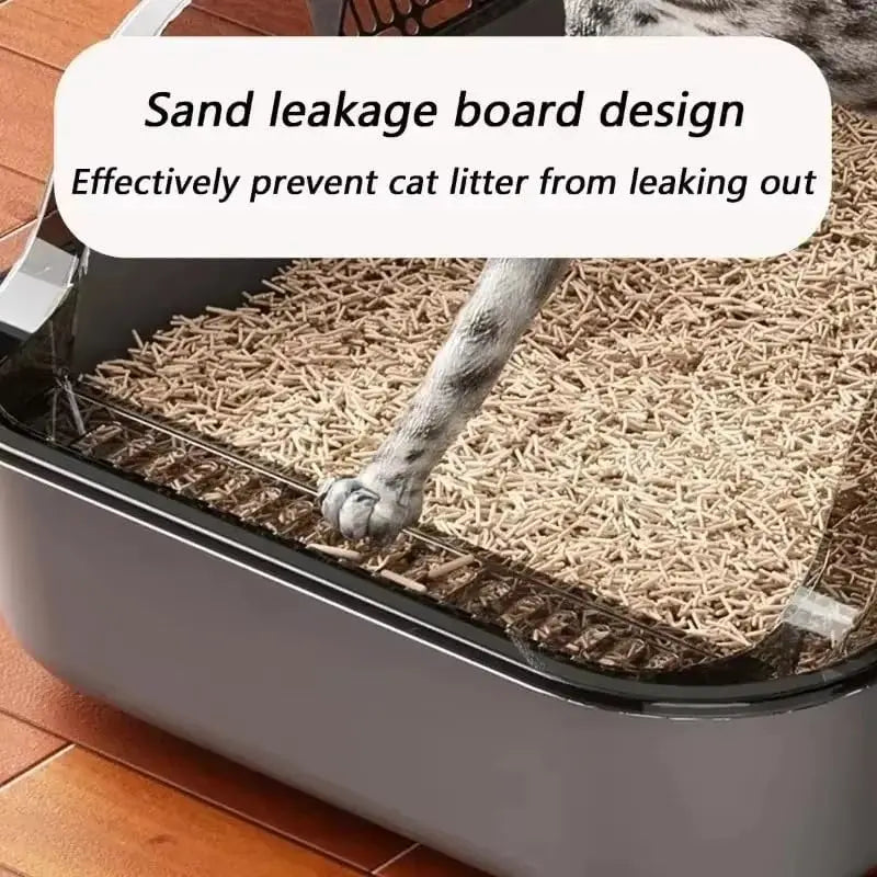 Semi-Enclosed Cat Litter Box with High Sides