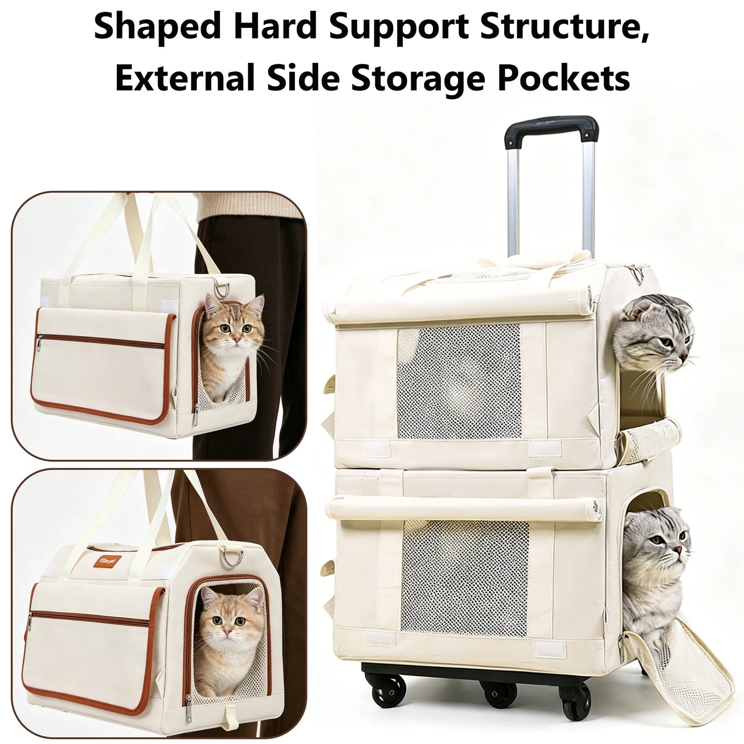 Double Compartment Rolling Pet Carrier