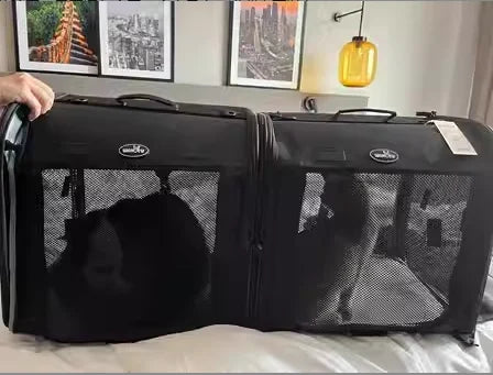 2-in-1 Foldable Double Pet Carrier