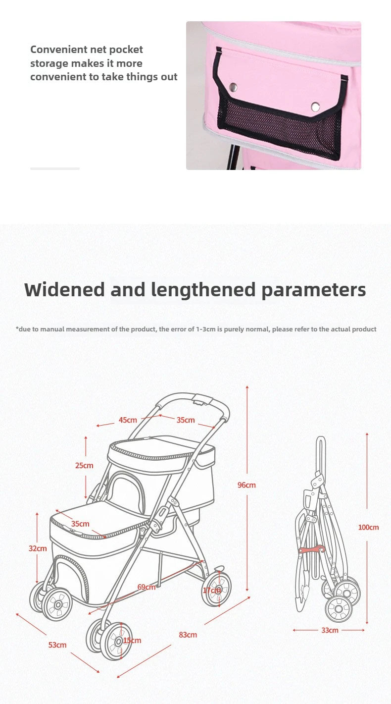 Double-Layer Foldable Pet Stroller