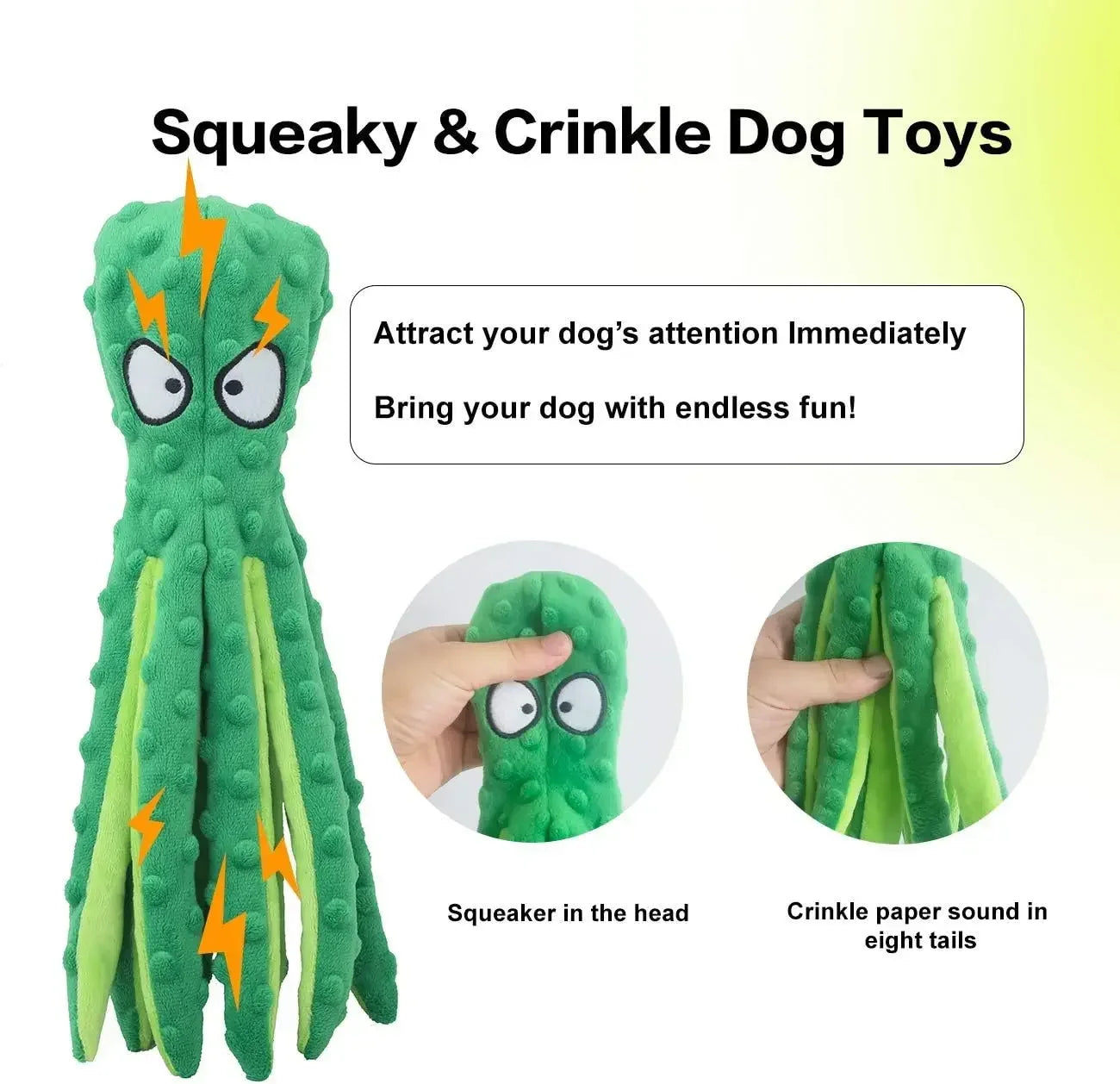 Stuffing-Free Squeaky Octopus Dog Toy