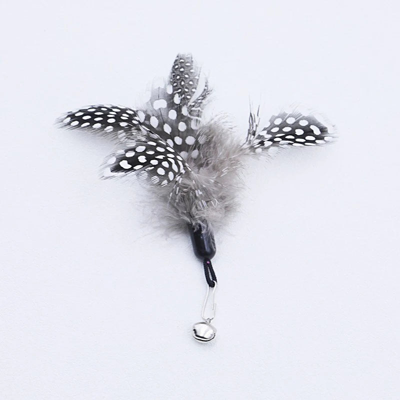 Feather Cat Teaser Wand with Wooden Handle