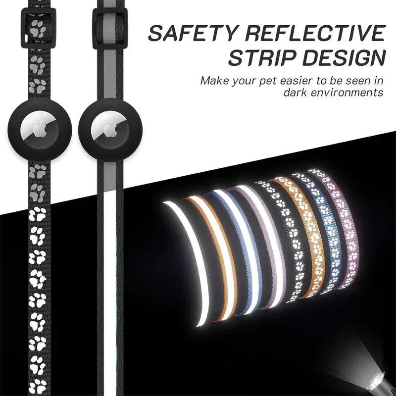 Reflective AirTag Cat Collar with Bell & Safety Buckle
