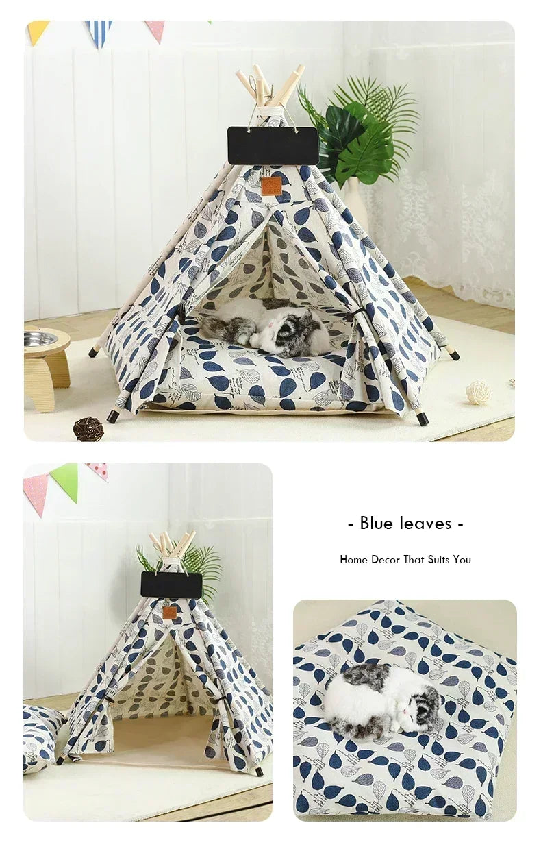 Portable Pet Teepee Bed with Cushion