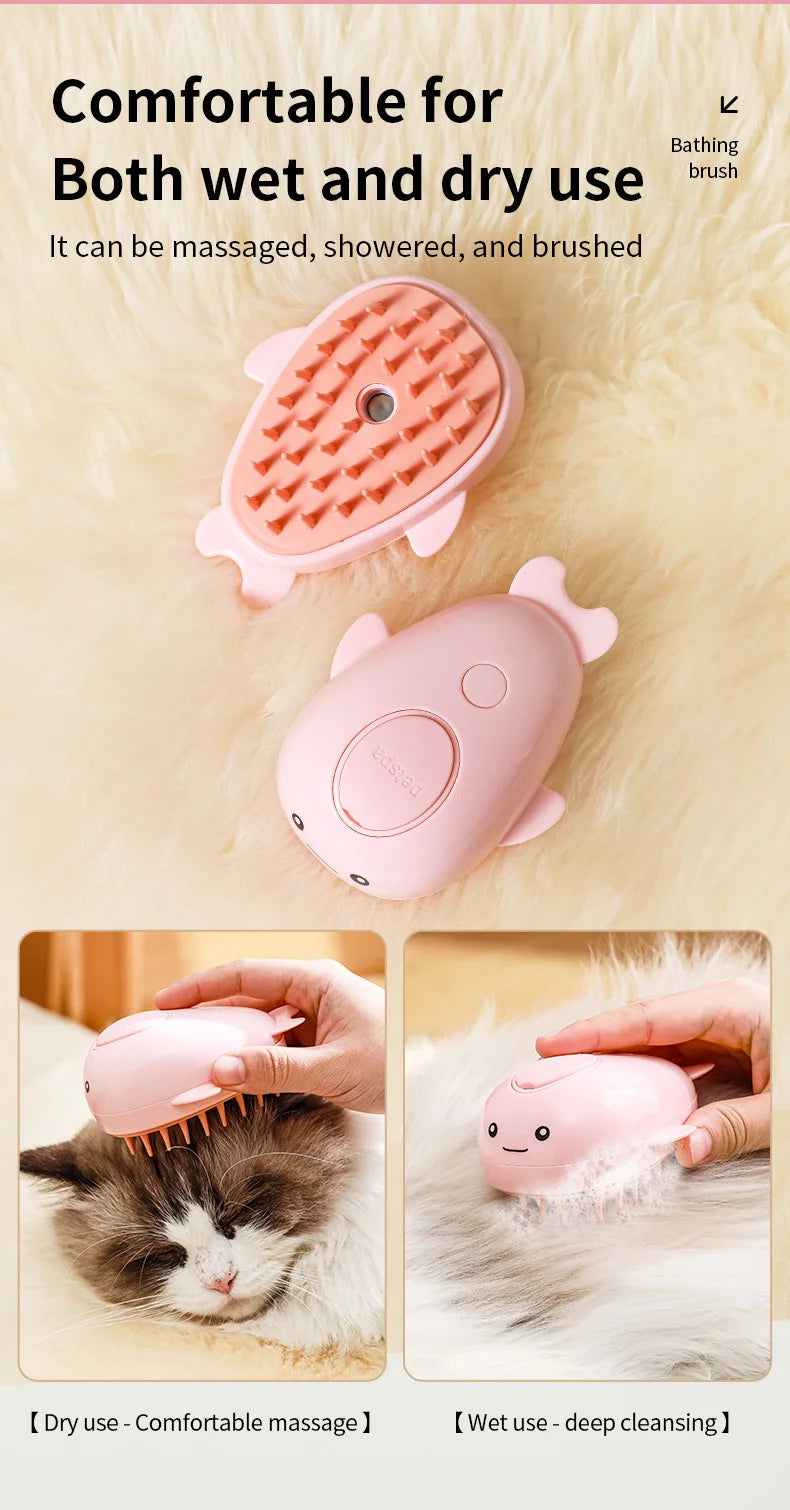 3-in-1 Steam Pet Grooming Brush