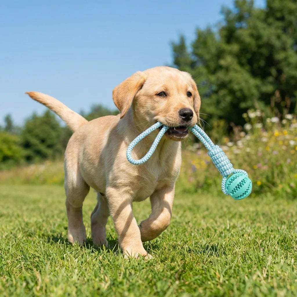 Rope & Rubber Treat Dispenser Dog Toy