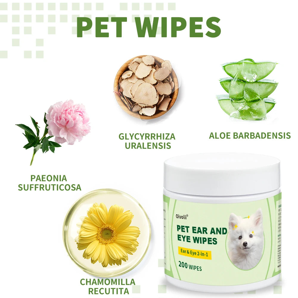 Pet Eye & Ear Cleaning Wipes (200 pcs)