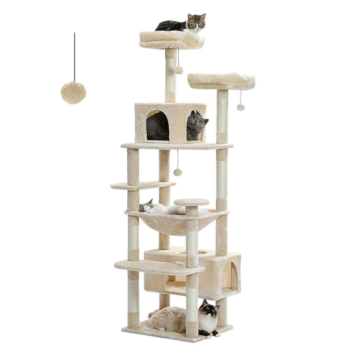 Large Cat Tree Tower with Hammock & Condos